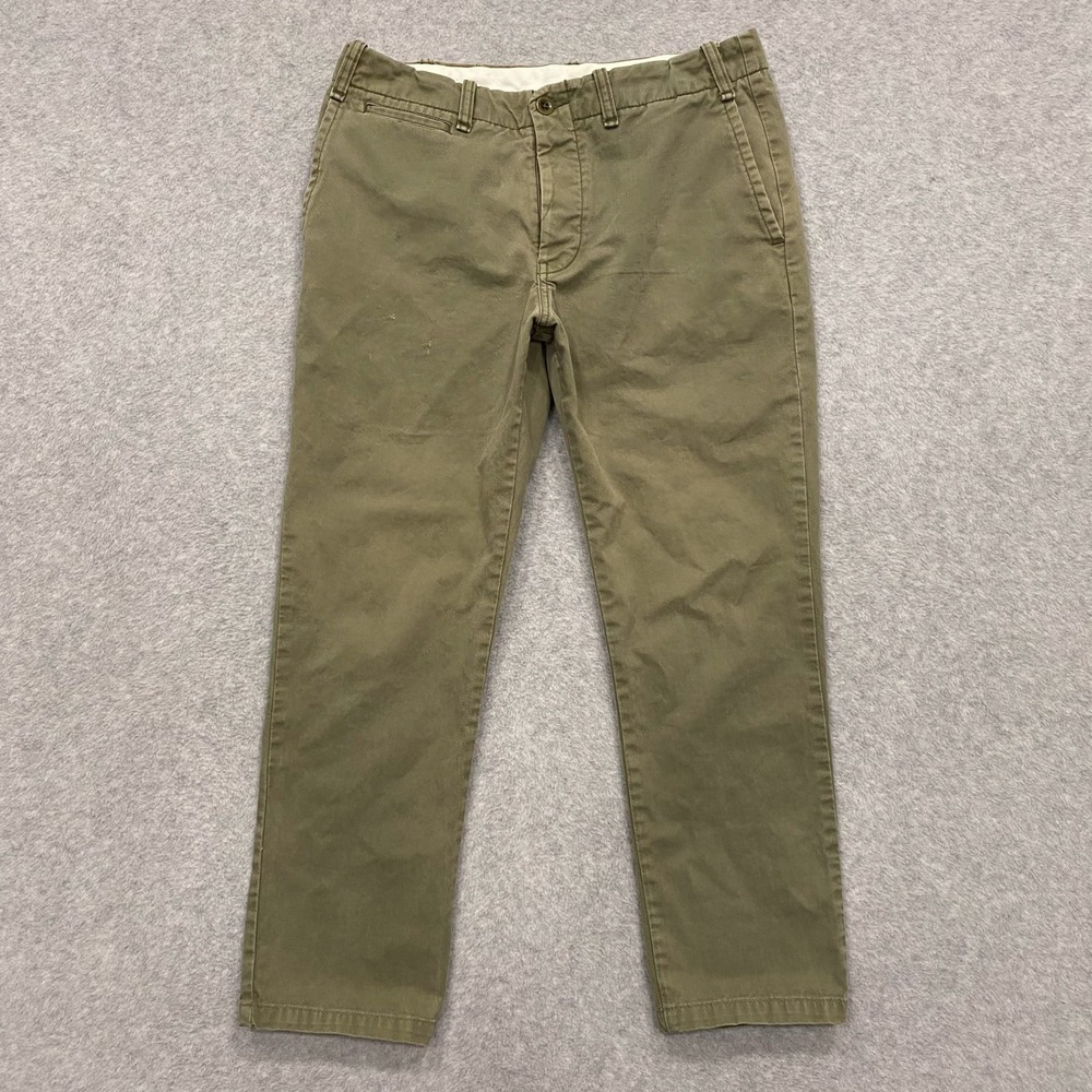Buck Mason Pants Mens 31 (32x26) Green Officer Slub Twill Button Fly